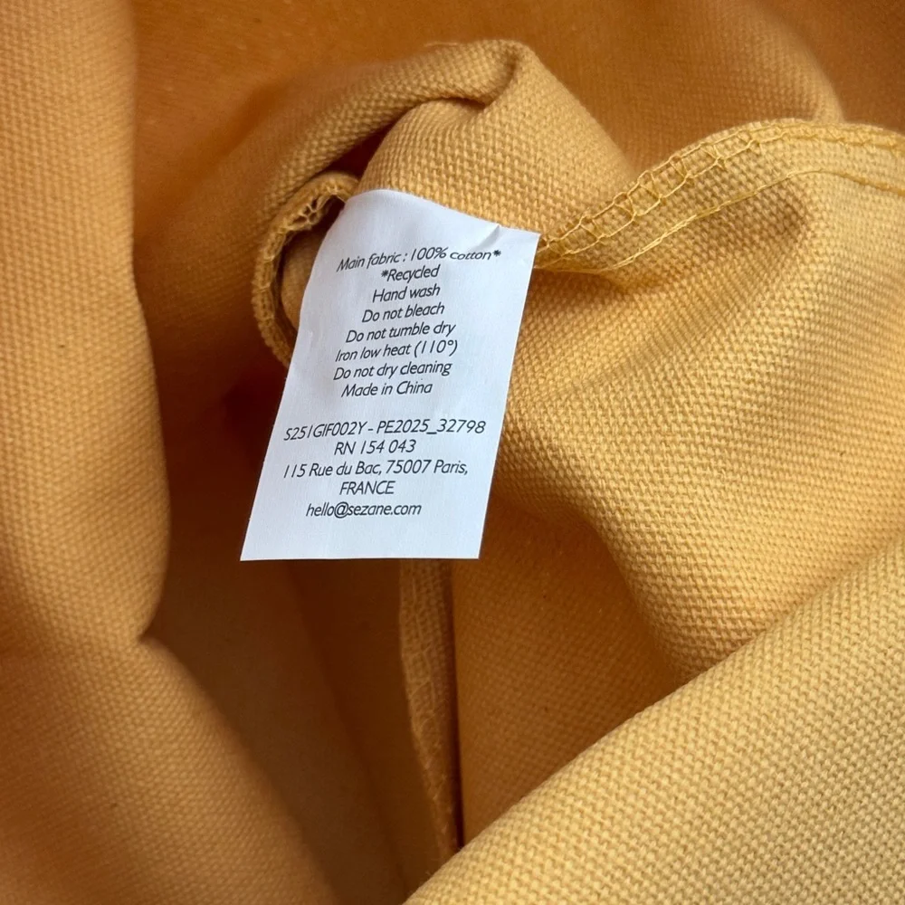 Sezane Paris yellow Canvas Tote Bag/ Los Angeles/ New - Picture 5 of 5
